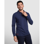 Polo met lange mouwen en 3 knopen 220 g/m² Roly Santana kleur marineblauw vierde gebruiksweergave