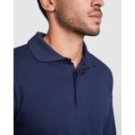 Polo met lange mouwen en 3 knopen 220 g/m² Roly Santana kleur marineblauw detailweergave 2