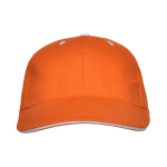 Katoenen pet met 6-panelen verstelbare klittenbandsluiting kleur oranje tweede weergave