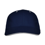 Katoenen pet met 6-panelen verstelbare klittenbandsluiting kleur marineblauw tweede weergave