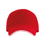 Katoenen pet met 5-panelen met contrasterende klep 170 g/m² kleur rood tweede weergave