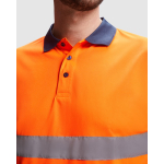 Polo met hoge zichtbaarheid van polyester 170 g/m² Roly Polaris kleur neon oranje detailweergave 1