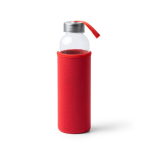 Glazen bidon met neopreen hoes en draagriem 500 ml kleur rood tweede weergave