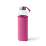 Glazen bidon met neopreen hoes en draagriem 500 ml kleur fuchsia tweede weergave