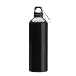 Grote aluminium drinkfles met karabijnhaak in de dop 800 ml kleur zwart tweede weergave