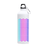 Grote aluminium drinkfles met karabijnhaak in de dop 800 ml kleur wit detailweergave 2