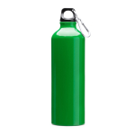 Grote aluminium drinkfles met karabijnhaak in de dop 800 ml kleur groen eerste gebruiksweergave
