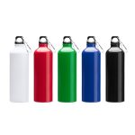 Grote aluminium drinkfles met karabijnhaak in de dop 800 ml kleur groen detailweergave 1