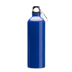 Grote aluminium drinkfles met karabijnhaak in de dop 800 ml kleur koningsblauw tweede weergave