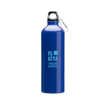 Grote aluminium drinkfles met karabijnhaak in de dop 800 ml hoofdweergave