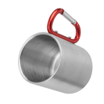 Metalen mok met dubbele wand en karabijnhaak in kleur 230 ml kleur rood detailweergave 1