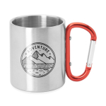 Metalen mok met dubbele wand en karabijnhaak in kleur 230 ml kleur rood detailweergave 4