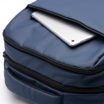 PU lederen rugzak met gewatteerde schouderbanden voor laptop 15” kleur marineblauw detailweergave 1