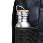 Nylon 600D rugzak met gewatteerd rugpand en schouderbanden 15” kleur marineblauw detailweergave 2