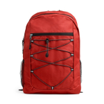 Sportieve polyester rugzak 600D met ritssluiting aan de voorkant kleur rood tweede weergave