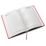 Gewatteerde A5-agenda van kunstleer met dagoverzicht kleur rood detailweergave 1