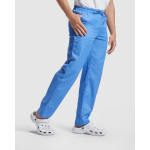 Lange uniseks zorgbroek met rechte snit 195 g/m² Roly Care kleur bondi blauw derde gebruiksweergave