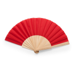 Kleurrijke waaier met polyester doek en houten spijlen kleur rood eerste gebruiksweergave