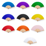 Kleurrijke waaier met polyester doek en houten spijlen kleur rood detailweergave 2