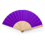 Kleurrijke waaier met polyester doek en houten spijlen kleur paars tweede weergave