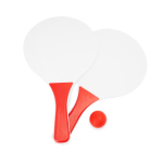 Strandtennisset met 2 houten rackets en 1 bal kleur rood tweede weergave