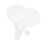 Strandtennisset met 2 houten rackets en 1 bal kleur wit tweede weergave