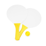 Strandtennisset met 2 houten rackets en 1 bal kleur geel tweede weergave