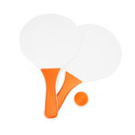 Strandtennisset met 2 houten rackets en 1 bal kleur oranje tweede weergave