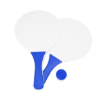 Strandtennisset met 2 houten rackets en 1 bal kleur koningsblauw tweede weergave