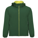 Softshell jas met afneembare capuchon en ritszakken kleur groene fles tweede weergave