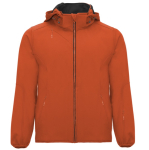 Softshell jas met afneembare capuchon en ritszakken kleur donker oranje tweede weergave