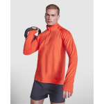 Sweatshirt van gerecycled poly 200 g/m² Roly Direct Estambul kleur donker oranje vierde gebruiksweergave