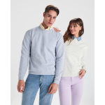 Trui van katoen en polyester met geribbelde manchetten 280 g/m² Roly Direct Clasica kleur gewassen blauw detailweergave 2