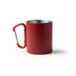 Beker van gerecycled RVS met dubbele wand en karabijnhaak300 ml kleur rood tweede weergave