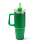 Thermosfles van gerecycled roestvrij staal met rietje 870 ml kleur groen tweede weergave