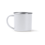 Beker van gerecycled rvs met zilverkleurige rand en binnenkant 350 ml kleur wit tweede weergave