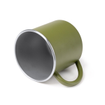 Beker van gerecycled rvs met zilverkleurige rand en binnenkant 350 ml kleur wit detailweergave 1