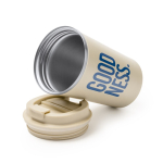 Thermobeker van roestvrij staal met schroefdeksel, lekvrij 450 ml kleur beige detailweergave 1