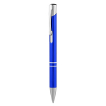 Balpen van gerecycled aluminium met drukmechanisme blauwe inkt kleur blauw eerste weergave