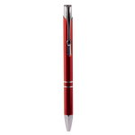 Balpen van gerecycled aluminium met drukmechanisme blauwe inkt kleur rood eerste weergave