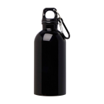 Gerecyclede RVS fles met karabijnhaak 400ml kleur zwart tweede weergave voorkant