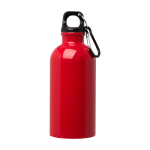 Gerecyclede RVS fles met karabijnhaak 400ml kleur rood tweede weergave voorkant
