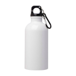 Gerecyclede RVS fles met karabijnhaak 400ml kleur wit tweede weergave voorkant