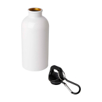 Gerecyclede RVS fles met karabijnhaak 400ml kleur wit tweede weergave
