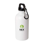 Gerecyclede RVS fles met karabijnhaak 400ml kleur wit weergave tampondruk