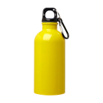 Gerecyclede RVS fles met karabijnhaak 400ml kleur geel tweede weergave voorkant