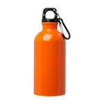 Gerecyclede RVS fles met karabijnhaak 400ml kleur oranje tweede weergave voorkant