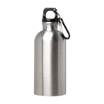 Gerecyclede RVS fles met karabijnhaak 400ml kleur zilver tweede weergave voorkant