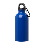 Gerecyclede RVS fles met karabijnhaak 400ml kleur koningsblauw tweede weergave voorkant