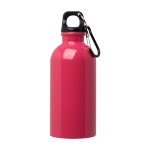 Gerecyclede RVS fles met karabijnhaak 400ml kleur fuchsia tweede weergave voorkant